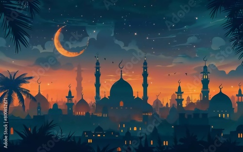 Background design for Muslim festival Eid Mubarak beautiful illustration