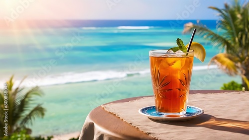 Sea s tranquility iced tea with breathtaking ocean view © nrv