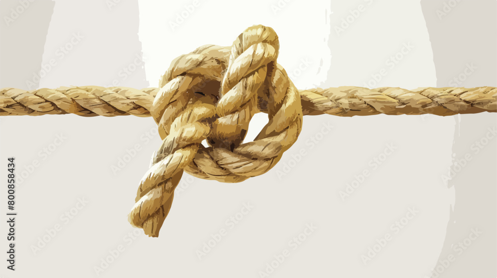Rope with knot on white background Vector illustration