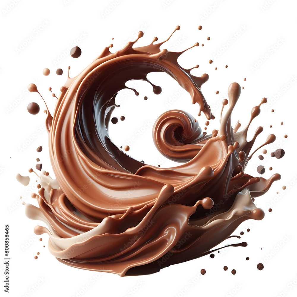 Brown chocolate liquid paint milk splash swirl wave, transparent background Brown chocolate liquid paint milk splash swirl wave, transparent background