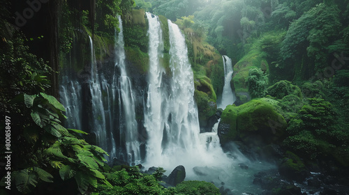 Single Drop Waterfall in Indonesia