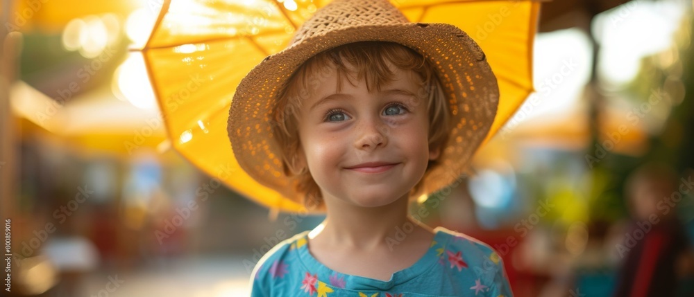 A young girl wearing a hat and smiling. Generative AI.