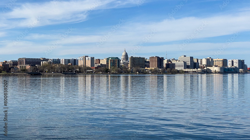 Lake Monona Skyline with Capitol Building in Madison Wisconsin