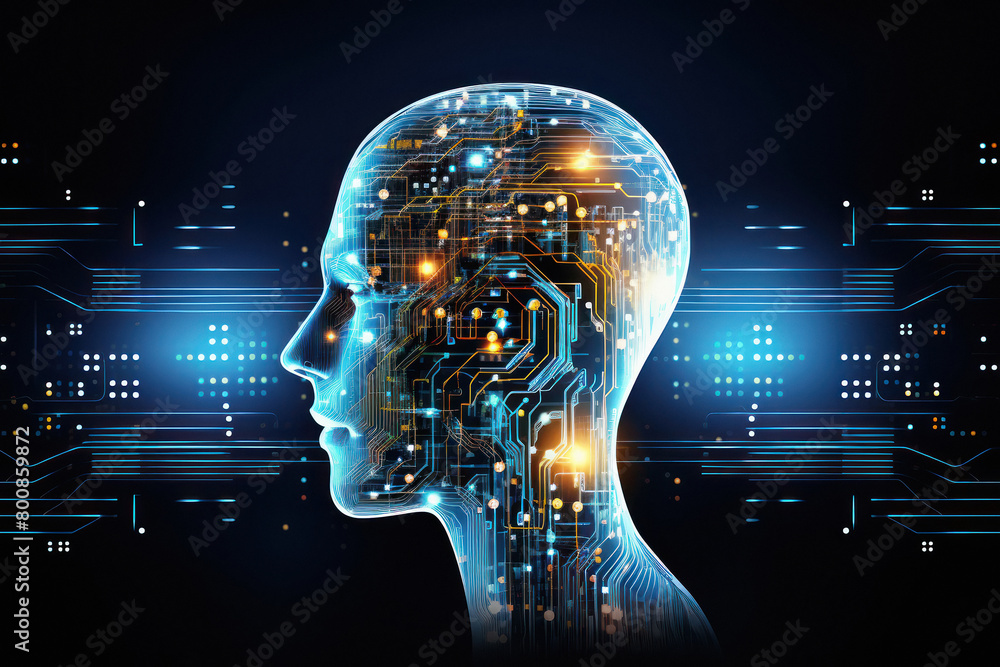 circuit board shape in human head Stock Illustration | Adobe Stock