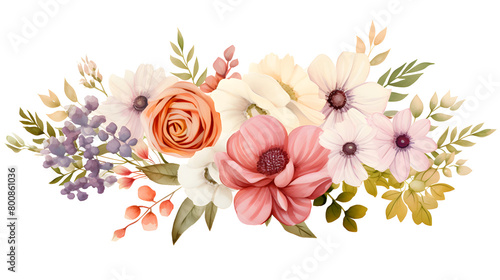 Digital vintage watercolor floral bouquet abstract graphic poster web page PPT background © yonshan