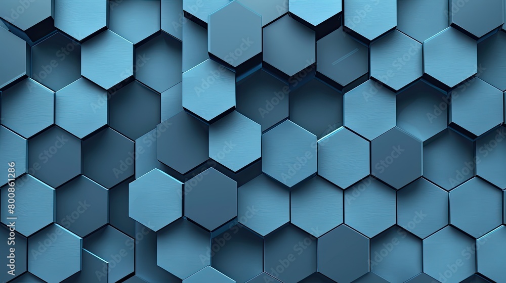 Dynamic tessellation of 3D hexagons in varying shades of blue Dynamic tessellation of 3D hexagons in varying shades of blue