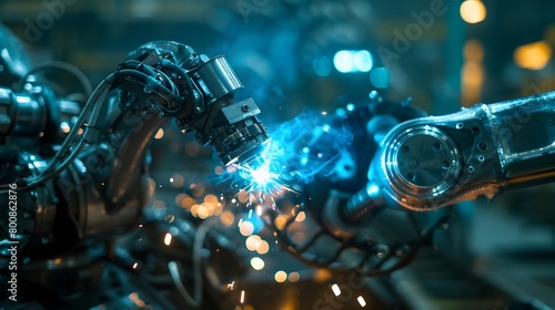 Welding Robot Revolution Transforming the Future of Automotive Manufacturing Generative ai photo
