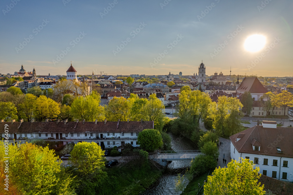Naklejka premium Aerial spring view of Vilnius old town, Lithuania