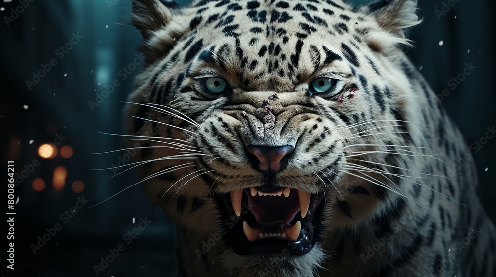 Fototapeta premium In the observation deck spectators gasp as a robotic grizzly and a biomechanical leopard face off