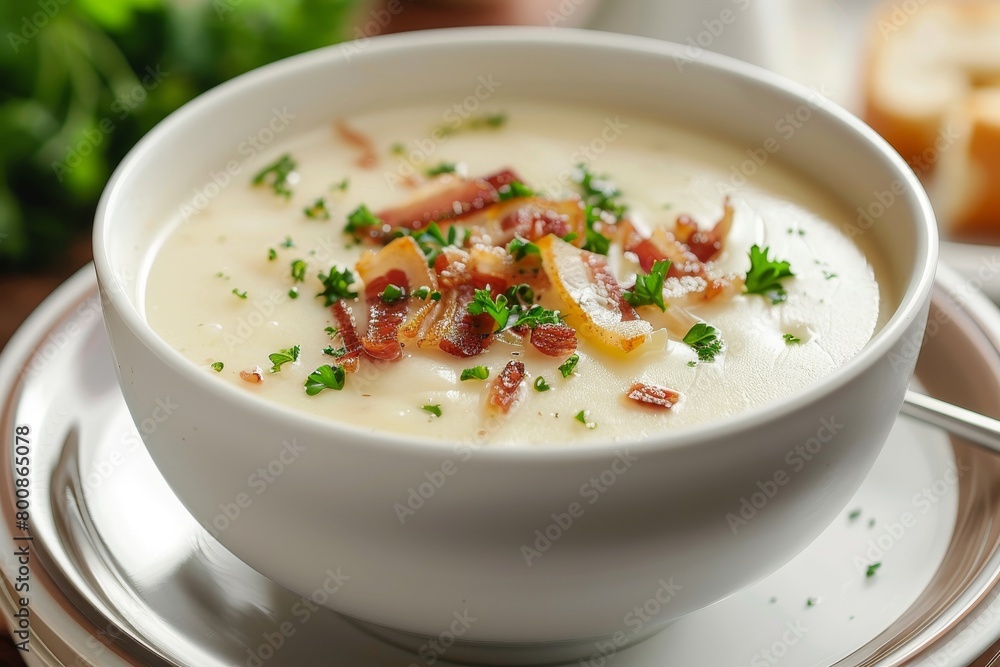 Creamy potato soup with bacon and cheese Creamy potato soup with bacon and cheese