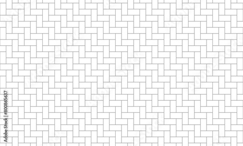 Grey outline rectangle herringbone pattern. Brick wall seamless pattern. Vector Repeating Texture.