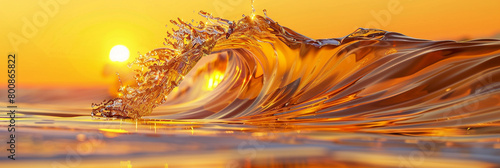 A sunset amber wave, warm and inviting, sweeps majestically across an amber-toned background, evoking the end of a perfect day.