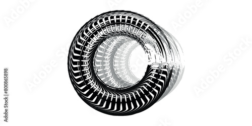 Tire tread marks, isolated wheel texture, tire marks - drift, rally, races, off-road, motocross. Vector isolated texture with grunge effect, splashes. Black monochrome tread prints