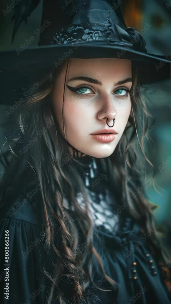 A beautiful young witch in gothic clothes A beautiful young witch in gothic clothes