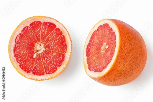 Fresh grapefruit isolated with clipping path Slice and half