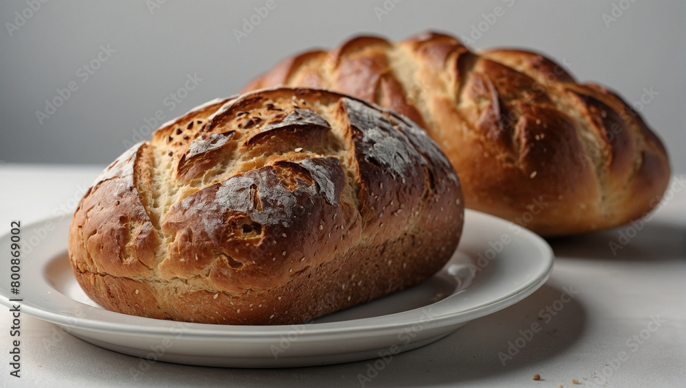 image of delicious bread on a plate, white background. 4K resolution 21 image of delicious bread on a plate, white background. 4K resolution 21