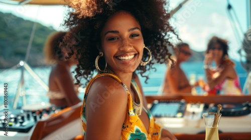 Wallpaper Mural Beautiful American girl, rich, cheerful, partying on a yacht with a group of summer friends. Torontodigital.ca