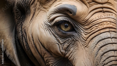  A majestic close-up image of an elephant's eye, depicting its deep wisdom and gentle nature. -