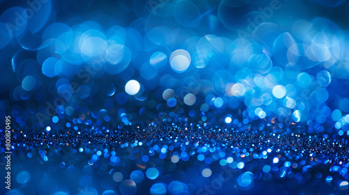 Cerulean Blue Glitter Defocused Abstract Twinkly Lights Background, sparkling blurred lights in bright blue shades.
