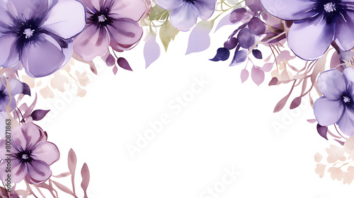 Fototapeta Naklejka Na Ścianę i Meble -  Digital vintage watercolor purple flowers abstract graphic poster web page PPT background