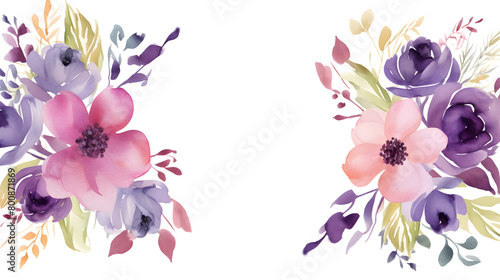 Digital vintage watercolor purple flowers abstract graphic poster web page PPT background