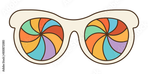 Groovy, psychedelic sunglasses in 70s retro hippie style.