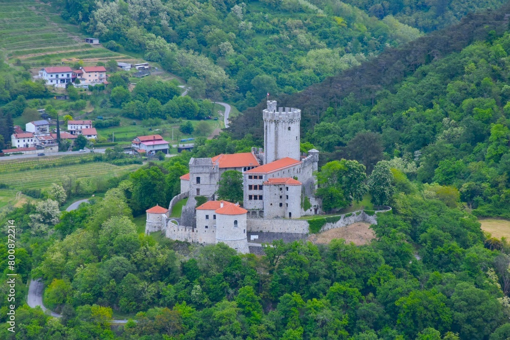 View of Rihemberk castle at Branik in primorska, Slovenia