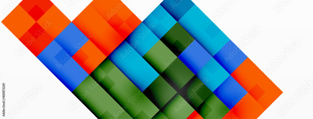 A vibrant display of colorfulness with azure, magenta, and electric blue blocks arranged in a symmetrical pattern on a white background, creating a harmonious mix of tints and shades A vibrant display of colorfulness with azure, magenta, and electric blue blocks arranged in a symmetrical pattern on a white background, creating a harmonious mix of tints and shades