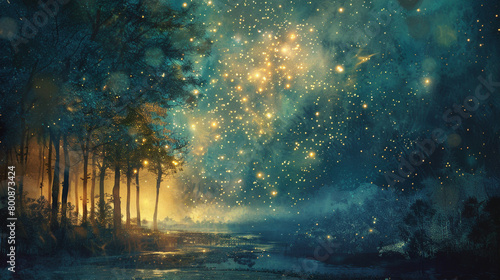 Radiant whispers of starlit dreams, illuminating the darkness with the promise of infinite possibility. photo
