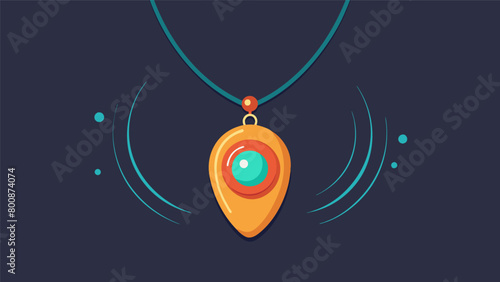 A necklace with a pendant that vibrates at different frequencies based on an individuals mood providing a discreet and helpful reminder to take steps. Vector illustration