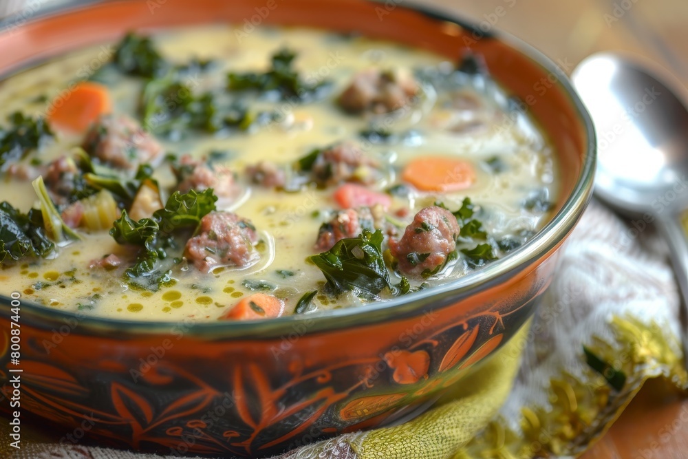 Homemade Tuscan sausage and kale soup