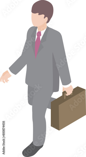 ビジネス　アイソメトリック　人物　男性　スーツ　職業　仕事　イラスト素材
