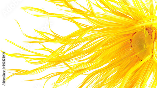 Radiant sunflower yellow lines forming an uplifting display  suggesting joy and positivity  isolated on solid white background. 