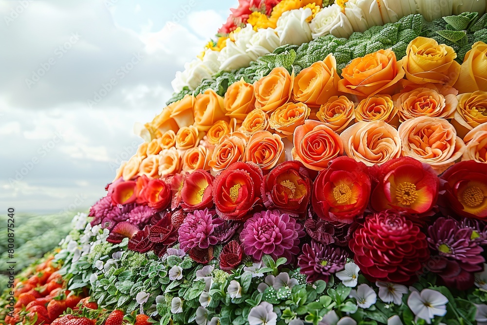 Fototapeta premium Lush Cascading Gardens: Vertical Farm Spiral