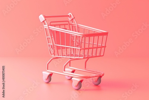 pastel 3d illustration of shopping cart on background