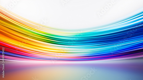 Radiant streaks of the rainbow merge seamlessly to compose a visually striking image against a clean, white backdrop.