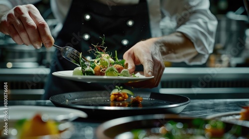 A captivating image of a chef's hands artfully plating a dish, showcasing culinary creativity and presentation on National Creativity Day.