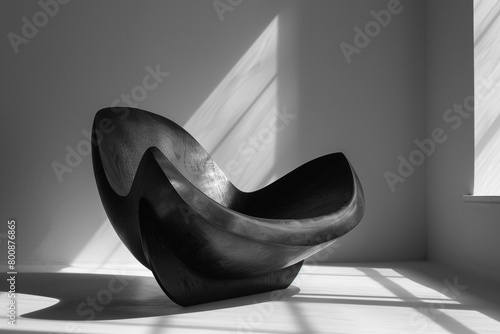 A monochromatic image of the Bofinger chair, emphasizing its pure form and understated beauty. photo