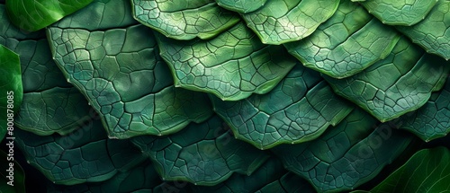 Close-up of green crocodile skin texture, showing intricate patterns and scales. photo