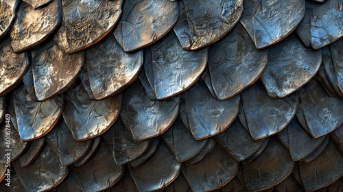 Detailed close-up of metallic crocodile scales with a mix of gold and dark tones.