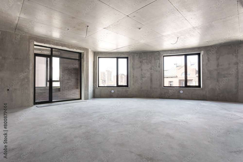 interior of the apartment without decoration in gray colors. rough finish interior of the apartment without decoration in gray colors. rough finish