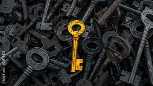 There is only one key: Gold Key in the bunch of old key