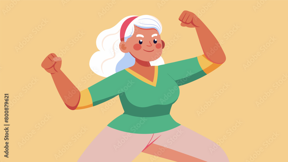 An older woman practices selfdefense techniques boosting confidence and empowering her to feel safe in her community. An older woman practices selfdefense techniques boosting confidence and empowering her to feel safe in her community.