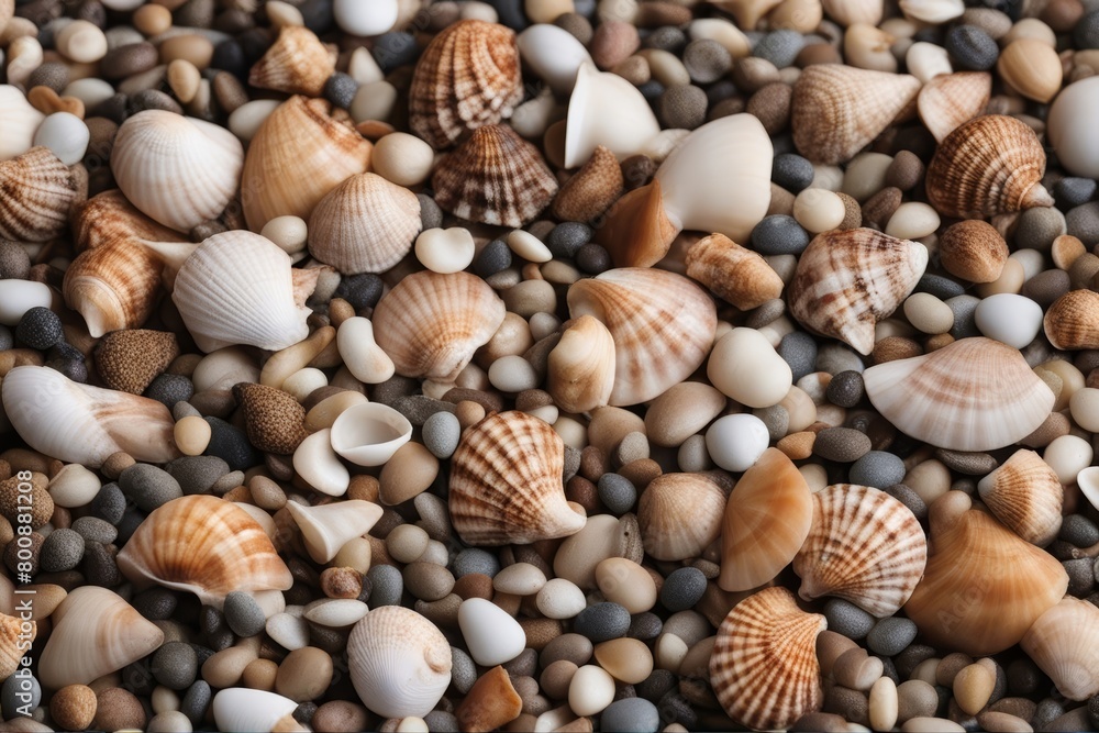 'assorted shells panorama seashells back sea pebbles shell seashell mix beach lot variety banner long thin texture background scallop many nature pretty marin'