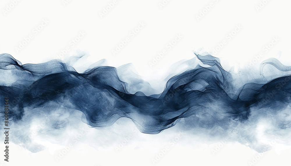 Navy mist wave illustration, deep and subtle navy mist wave on a white backdrop.