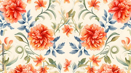 Digital vintage watercolor floral tile pattern abstract graphic poster web page PPT background