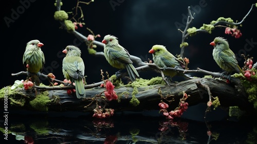 Parrots reciting poetry on the moon Surrealistic action photo Clean and Clear Color photo
