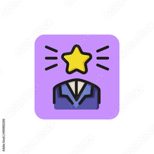 Line icon of businessman with star head. Best worker, award, leader. Favorite concept. Can be used for topics like business, internet, networking