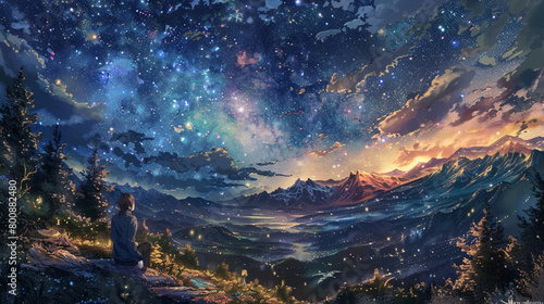 Radiant echoes of celestial whispers  painting the night sky with the dreams of a thousand distant worlds.