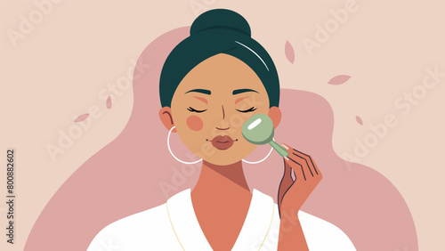 To stimulate flow and promote a healthy radiant complexion he uses a jade roller or a gua sha tool to gently massage his face in upward motions..